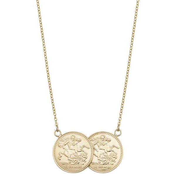9ct Yellow Gold 17 inch Coin Necklace
