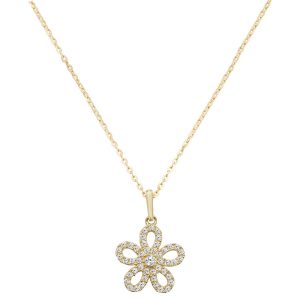 Daisy Cubic Zirconia 16 plus 2 inch Pendant Necklace in 9ct Yellow Gold