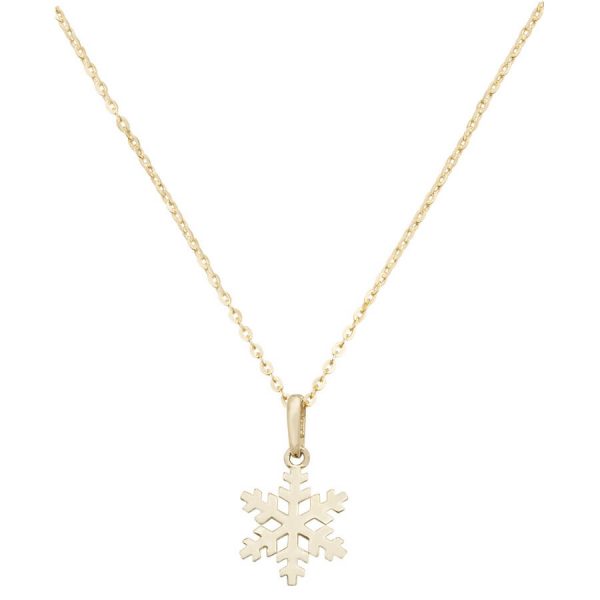 Snow Flake 16 plus 2 inch Pendant Necklace in 9ct Yellow Gold