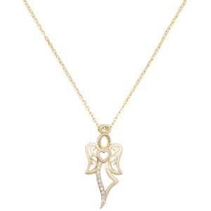 Twist Style Cross Cubic Zirconia 16 plus 2 inch Pendant Necklace in 9ct Yellow Gold