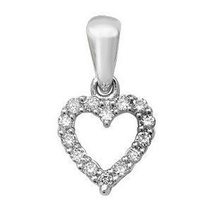 Diamond Set Open Heart Shaped Pendant in 9ct White Gold (0.11ct)