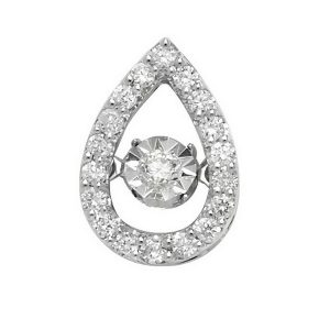 Diamond Pear Shaped Pendant with Centre Stone in 9ct White Gold (0.25ct)