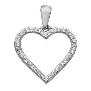 Open Heart Diamond Pendant in 9ct White Gold (0.09ct)