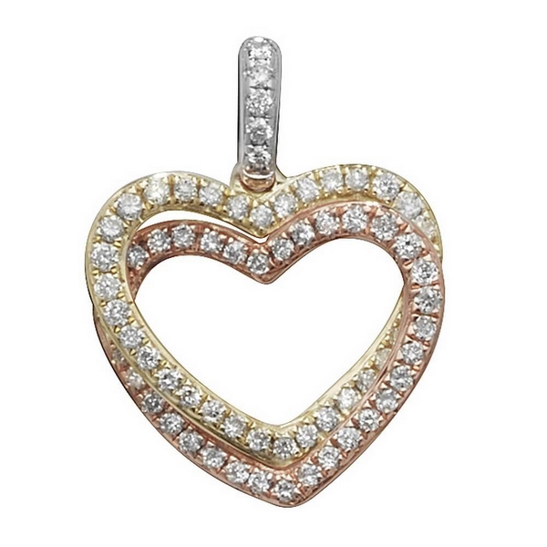 Double Heart Diamond Pendant In 9ct White Yellow Red Gold 0 23ct Hockley Jewellers - 9ct White Gold Diamond Double Heart Pendant