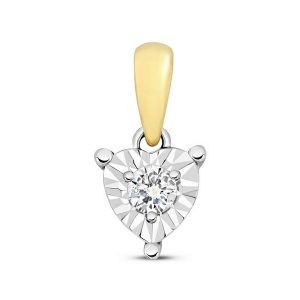 Heart Shaped Illusion Set Diamond Pendant in 9ct Yellow Gold (0.06ct)