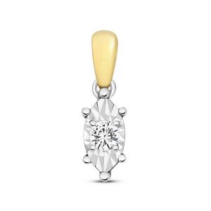 Marquise Shaped Illusion Set Diamond Pendant in 9ct Yellow Gold (0.06ct)