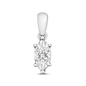 Marquise Shaped Illusion Set Diamond Pendant in 9ct White Gold (0.06ct)
