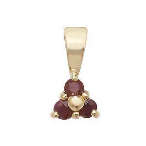 Ruby 3 Stone Pendant in 9ct Yellow Gold