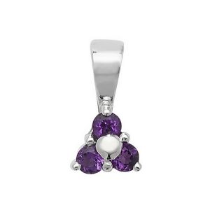 Amethyst  3 Stone Pendant in 9ct White Gold