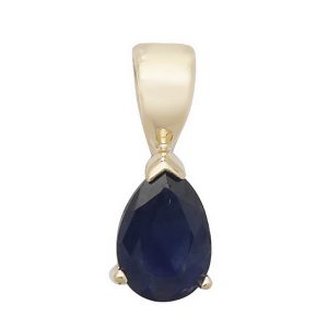 Pear Shaped Sapphire Single Gemstone Pendant in 9ct Yellow Gold