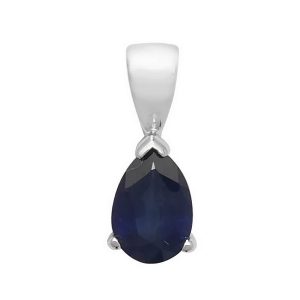 Pear Shaped Sapphire Single Gemstone Pendant in 9ct White Gold