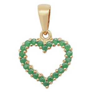 Emerald Open Heart Pendant in 9ct Yellow Gold