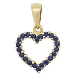 Sapphire Open Heart Pendant in 9ct Yellow Gold