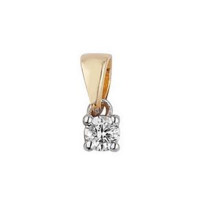 Claw Set Solitaire Diamond Pendant in 9ct Yellow Gold (0.10ct)