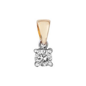 Claw Set Solitaire Diamond Pendant in 9ct Yellow Gold (0.15ct)