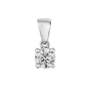 Claw Set Solitaire Diamond Pendant in 9ct White Gold (0.25ct)