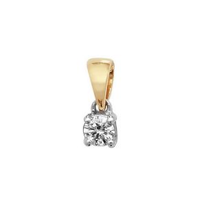 Claw Set Solitaire Diamond Pendant in 18ct Yellow Gold (0.13ct)