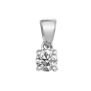 Claw Set Solitaire Diamond Pendant in 18ct White Gold (0.20ct)