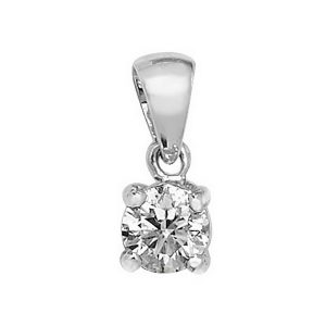Claw Set Solitaire Diamond Pendant in 18ct White Gold (0.30ct)