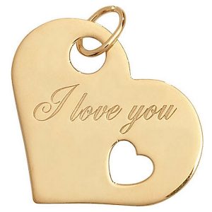 Heart Shaped I LOVE YOU Pendant in Yellow Gold