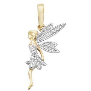 Fairy Charm or Pendant Set with Cubic Zirconia in Yellow Gold