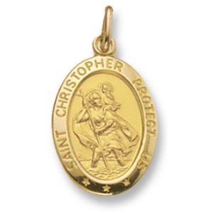Oval St Christopher in Yellow Gold
