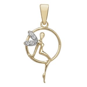 Tinker Bell Pendant set with Cubic Zirconia in Yellow Gold