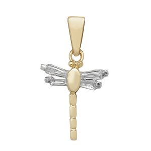 Dragonfly Pendant set with Cubic Zirconia in Yellow Gold