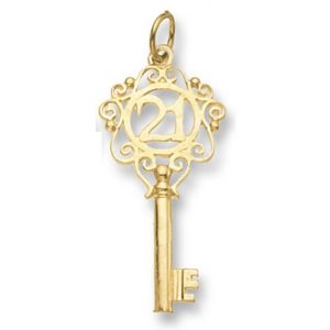 Old Fashioned 21 Key of the Door Gold Pendant