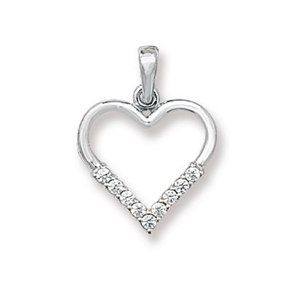 Open Heart Pendant in White Gold | Hockley Jewellers
