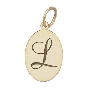 Initial L Gold Oval Pendant