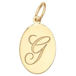 Initial G Gold Oval Pendant