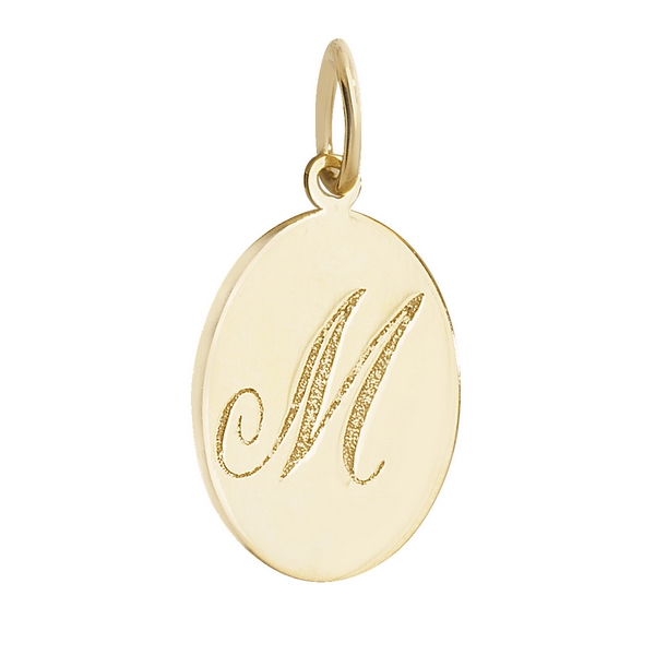 Initial M Gold Oval Pendant