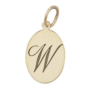 Initial W Gold Oval Pendant