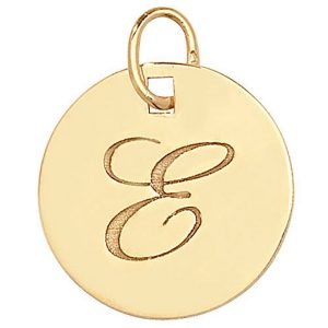 Initial E Gold Round Pendant