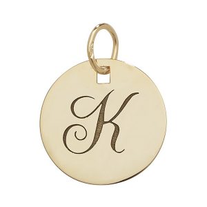 Initial K Gold Round Pendant