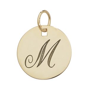Initial M Gold Round Pendant