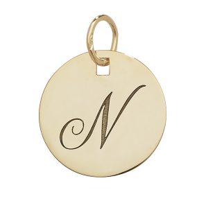 Initial N Gold Round Pendant