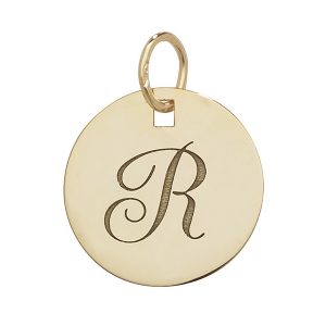 Initial R Gold Round Pendant