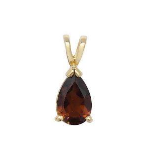 Claw Set Pear Shaped Garnet Pendant in 9ct Yellow Gold