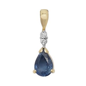 Pear Shaped Sapphire Drop Pendant in 9ct Yellow Gold