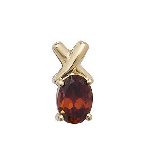 Oval Cut Prong Set Garnet Pendant with Cross Motif in 9ct Yellow Gold