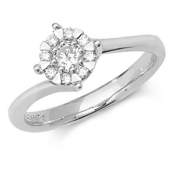 Ladies Twist Diamond Ring in 9ct White Gold (0.30ct)