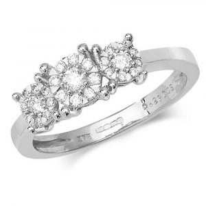 Trilogy Style Diamond Ring in 9ct White Gold (0.29ct)