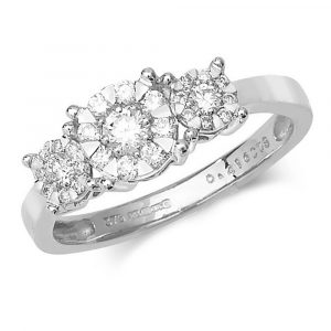 Trilogy Style Diamond Ring in 9ct White Gold (0.41ct)