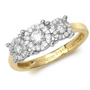 Trilogy Style Diamond Ring in 9ct Yellow or White Gold (0.51ct)