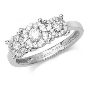 Trilogy Style Diamond Ring in 9ct White Gold (0.51ct)