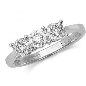 Trilogy Style Diamond Ring in 9ct White Gold (0.24ct)