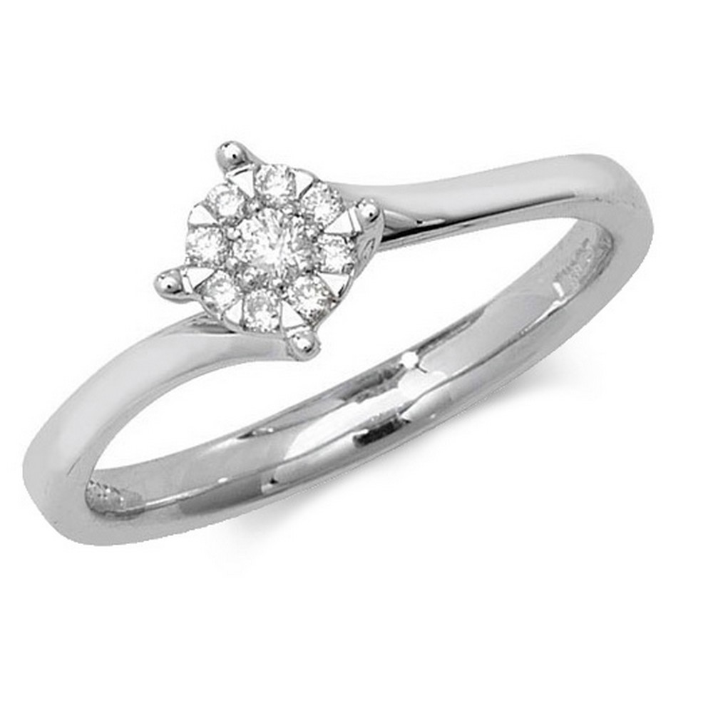 Ladies Twist Diamond Ring in 9ct White Gold (0.13ct) | Hockley Jewellers