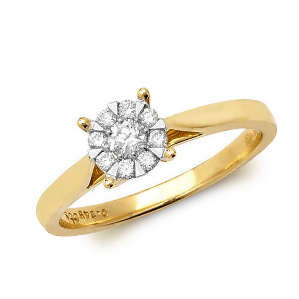 Ladies Diamond Ring with Open Shoulders in 9ct Yellow Gold (0.25ct ...